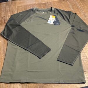 Men's Olive Green Long Sleeve UPF 50+ color block athletic shirt NWT size M